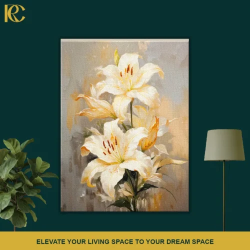 Elegant Floral Ivory Canvas printed Wall Art