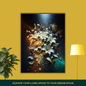 Dramatic Floral White Lily Canvas Wall Art