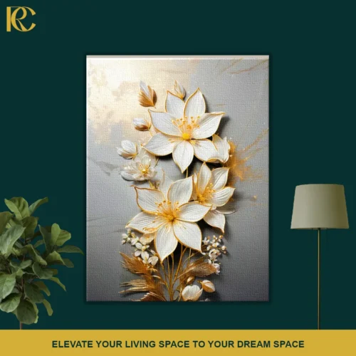 Classic Golden Lily Canvas Printed Wall Art