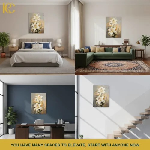 Elegant Floral Ivory Canvas printed Wall Art