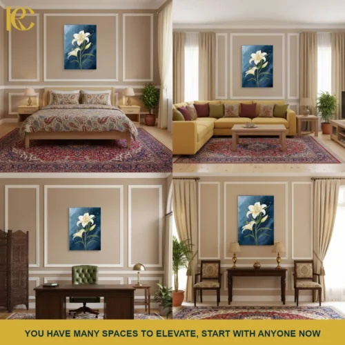 MOCKUP_COLLAGE Elegant Floral White Lily Canvas Wall Art