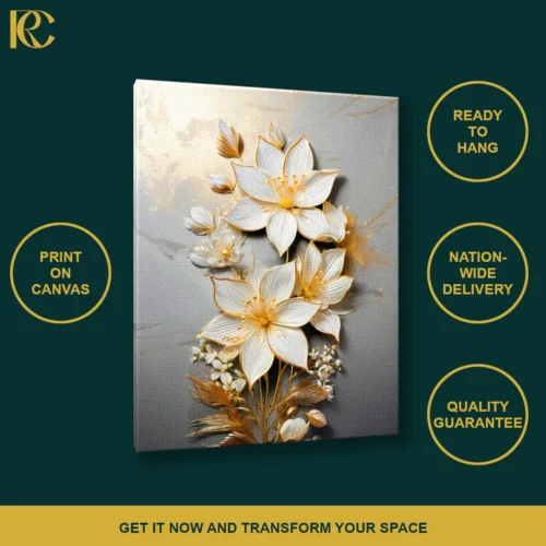 Classic Golden Lily Canvas Printed Wall Art