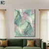 Abstract Pastel Teal Pink Tranquil Canvas Wall Art Soft watercolor washes in pastel teal pink sage green with gold veining abstract canvas wall art for home decor.