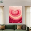 Textured heart abstract art with pink coral and cream flowing brushstrokes canvas wall art for home decor.