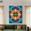 Colorful Geometry Abstract Canvas Wall Art geometry abstract art with teal orange purple yellow overlapping circles flower pattern canvas wall art for home decor.