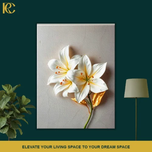 White Lily Floral Wall Art