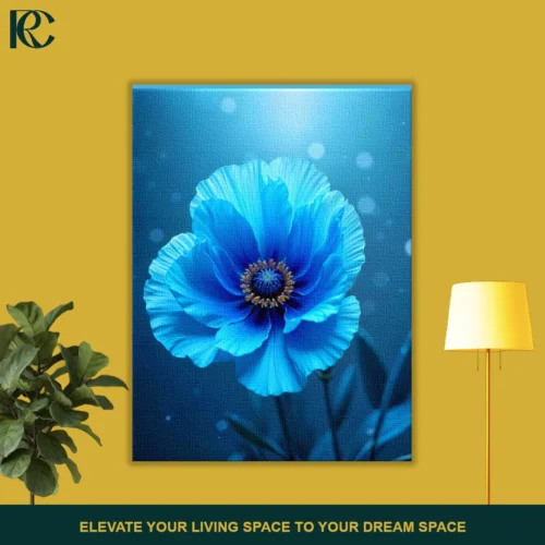 FRONT_MOCKUP Floral Blue Poppy Flower Ethereal Canvas Wall Art