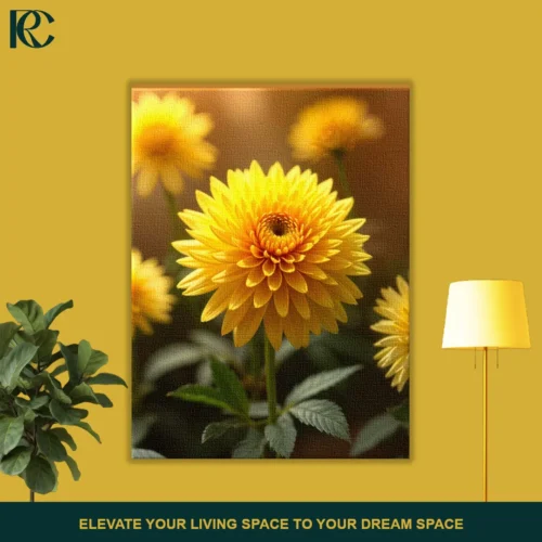FRONT_MOCKUP Soft Floral Golden Yellow Dahlia Flower Canvas Wall Art