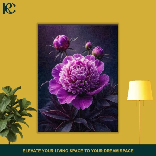 Floral Purple Peony Luxurious Canvas Wall Art