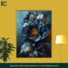 Textured Floral Dark Blue Dramatic Canvas Wall Art