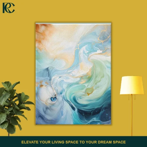 Fluid Abstract Marble Turquoise Dreamy Canvas Wall Art