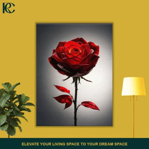 Dramatic Floral Dark Red Rose Canvas Wall Art