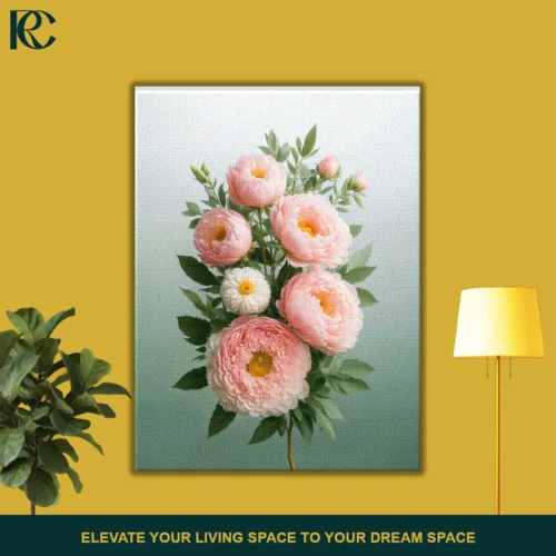 Floral Pink Peony Bouquet Canvas Wall Art