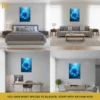MOCKUP_COLLAGE Floral Blue Poppy Flower Ethereal Canvas Wall Art