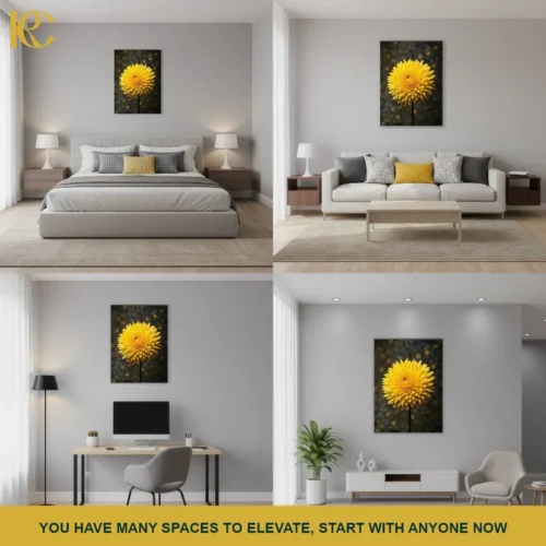 MOCKUP_COLLAGE Floral Yellow Dandelion Flower Bold Canvas Wall Art