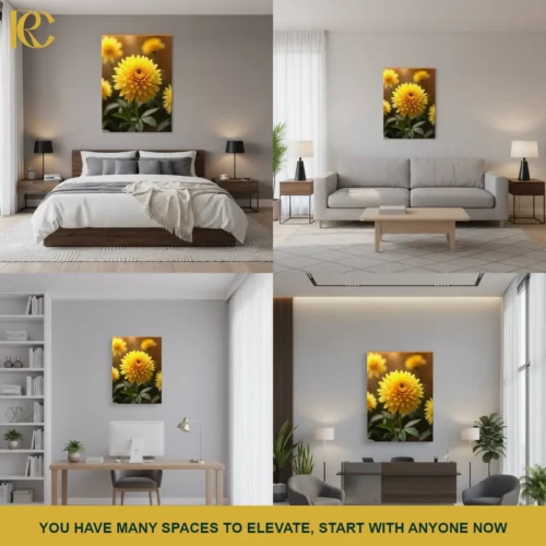MOCKUP_COLLAGE Soft Floral Golden Yellow Dahlia Flower Canvas Wall Art
