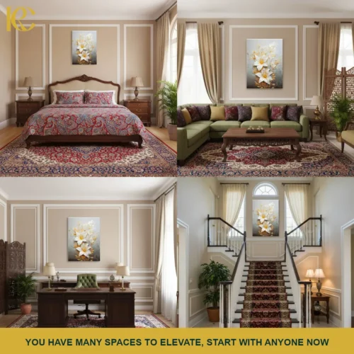 Textured Botanical Floral White Gold Canvas Wall Art