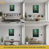 Attractive Teal Gold Floral Abstract Wall Art