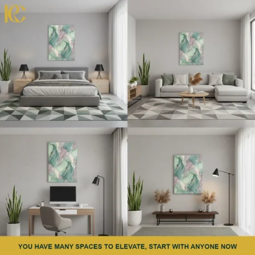 MOCKUP_COLLAGE Abstract Pastel Teal Pink Tranquil Canvas Wall Art