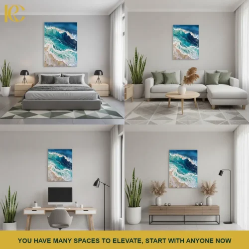 MOCKUP_COLLAGE Beautiful Ocean Wave Abstract Wall Art