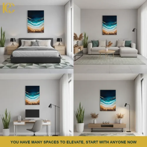 MOCKUP_COLLAGE Luxurious Ocean Beach Abstract Wall Art
