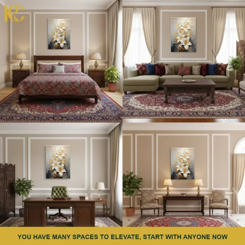 MOCKUP_COLLAGE Dramatic Floral White Gold Canvas Wall Art