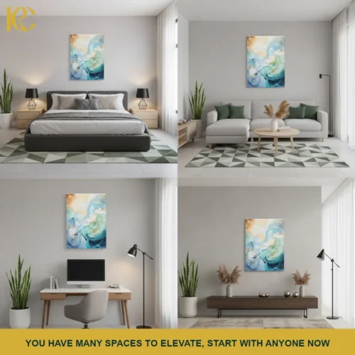 Fluid Abstract Marble Turquoise Dreamy Canvas Wall Art