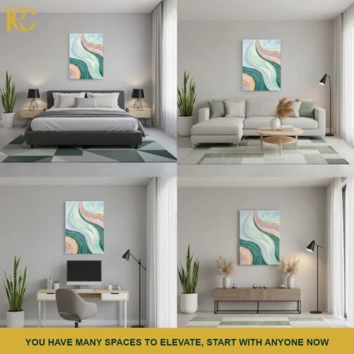 MOCKUP_COLLAGE Colorful Wavy Line Abstract Wall Art