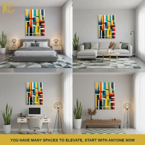 MOCKUP_COLLAGE Colorful Geometric Blocks Abstract Wall Art