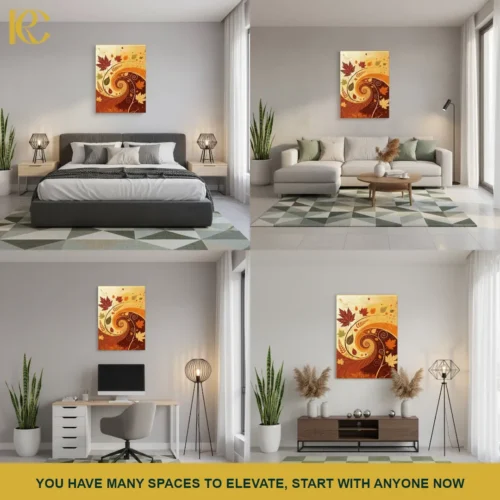 Warm Autumn Leaves Abstract Wall Art