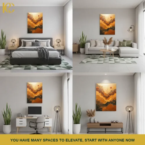 MOCKUP_COLLAGE Stunning Earthy Waves Abstract Wall Art