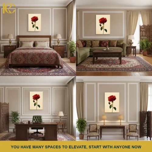 Floral Red Rose Canvas Wall Art