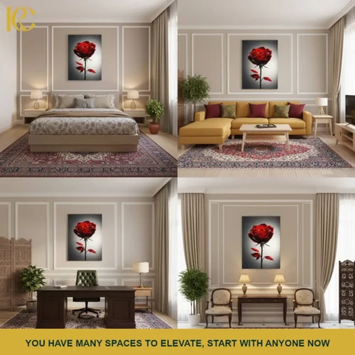 Dramatic Floral Dark Red Rose Canvas Wall Art