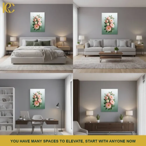 Floral Pink Peony Bouquet Canvas Wall Art