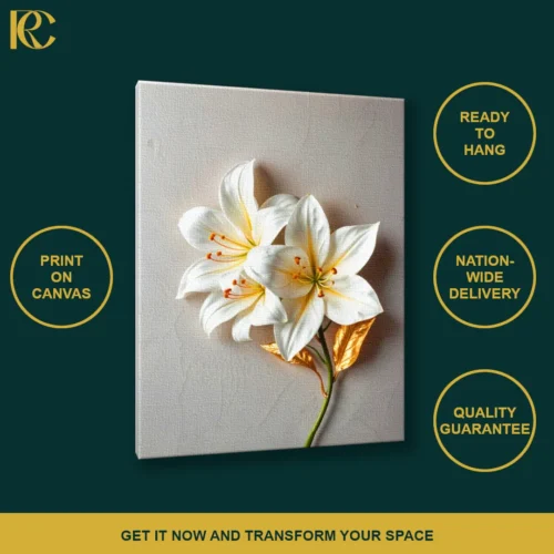 Charming White Lily Floral Wall Art