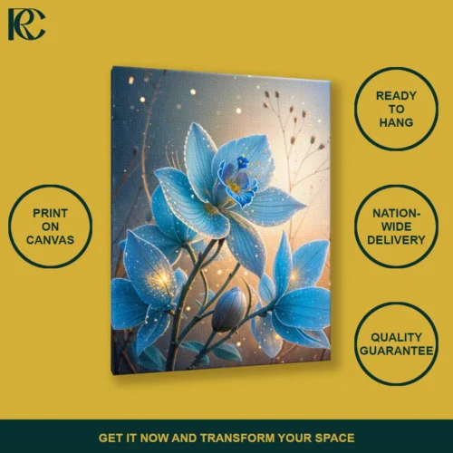 Contemporary Artistic Blue Flowers Canvas Wall Art