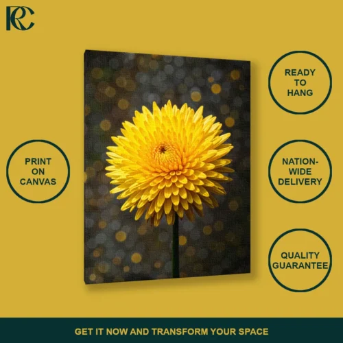 TILT_ANGLE_MOCKUP Floral Yellow Dandelion Flower Bold Canvas Wall Art