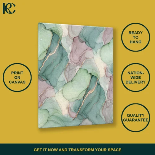 TILT_ANGLE_MOCKUP Abstract Pastel Teal Pink Tranquil Canvas Wall Art