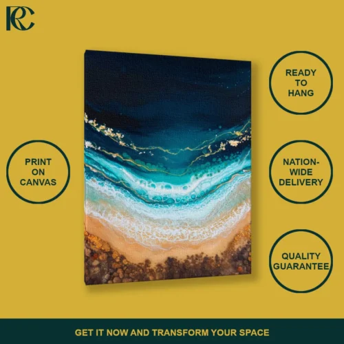 TILT_ANGLE_MOCKUP Luxurious Ocean Beach Abstract Wall Art