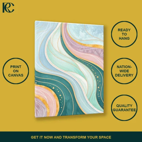 TILT_ANGLE_MOCKUP Colorful Wavy Line Abstract Wall Art