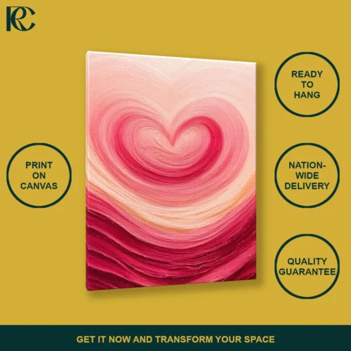 Romantic Pink Heart Abstract Wall Art
