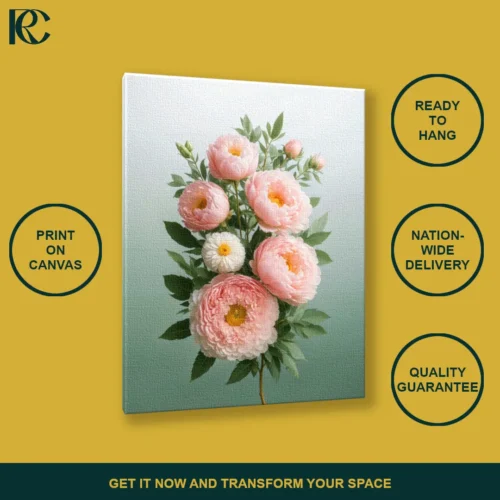 Floral Pink Peony Bouquet Canvas Wall Art