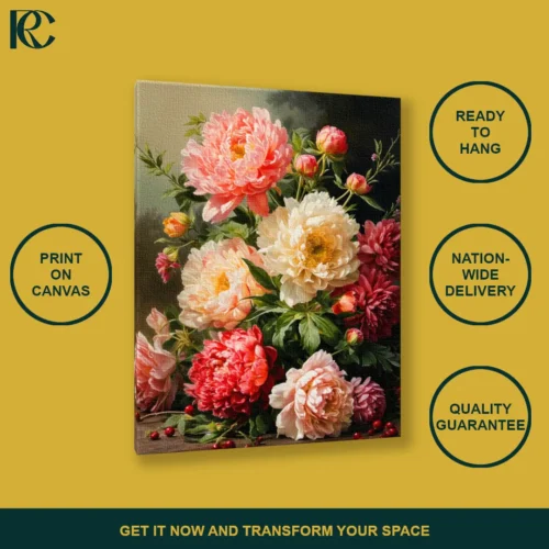 Classic Floral Bouquet Luxurious Canvas Wall Art