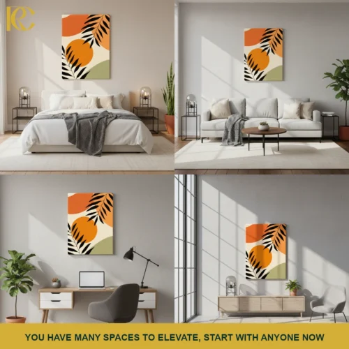 5_MOCKUP_COLLAGE Modern Rust Orange Boho Botanical Wall Art