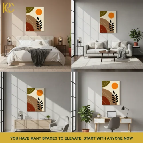 5_MOCKUP_COLLAGE Stylish Boho Abstract Sun Wall Art