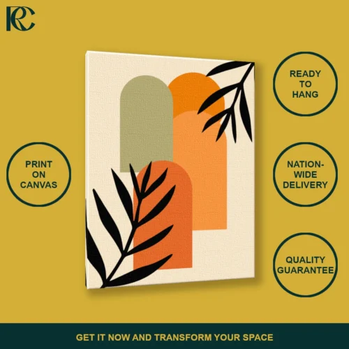 TILT_ANGLE_MOCKUP Stylish Boho Arch Wall Art With Leaves