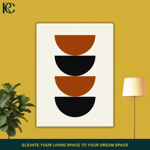 Modern Simple Geometric Shapes with Plants 3 Piece Boho Wall Art Set