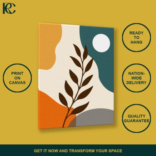 3_TILT_ANGLE_MOCKUP Stylized Plant with Curves on Earth Tones Boho Wall Art