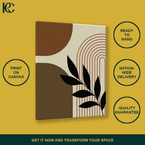 TILT_ANGLE_MOCKUP Simple Plant Leaves with Arches and Shape Blocks Boho Wall Art