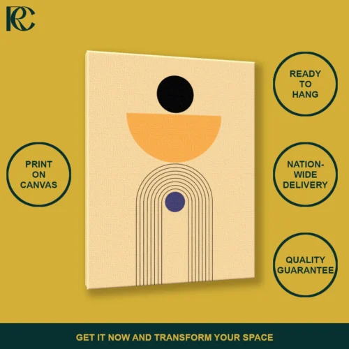 Minimalist Orange Semicircle with Arches Wall Art